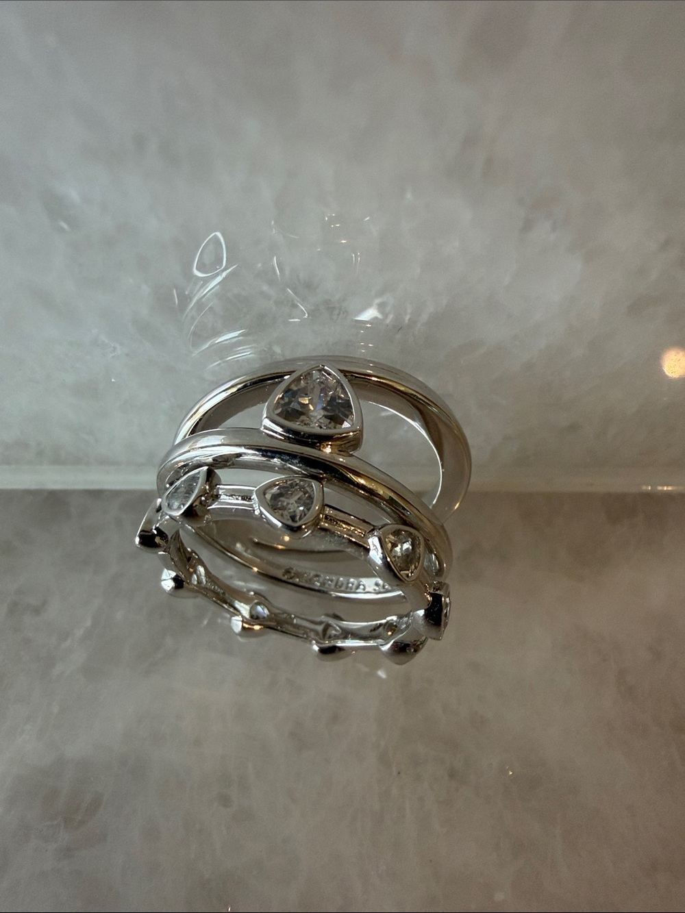 Kendra Scott Silver Teardrop CZ Multi-Band Stackable Ring